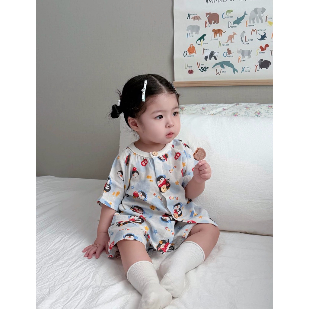 ชุดเด็ก ผ้าใยไผ่ Bamboo Set เสื้อ+กางเกงขาสั้น ผ้านุ่มพิเศษ ใส่สบาย เหมาะสำหรับเด็กขี้ร้อน