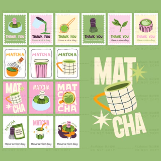 SmileSticker สติ๊กเกอร์มัทฉะ Matcha Lover ตกแต่งแก้วเครื่องดื่ม เนื้อพลาสติก กันน้ำ ติดง่าย