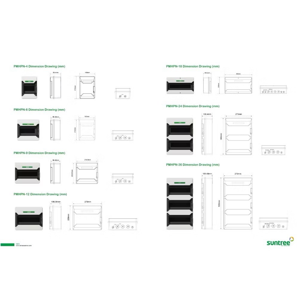Suntree ตู้เกาะราง( ตู้เปล่า ) DISTRIBUTION BOX  4,8,12,18,24,36 WAY(รุ่นใหม่)