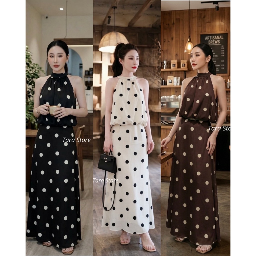Tarastore ชุดเซ็ตลายจุด เสื้อ+กระโปรง #G401