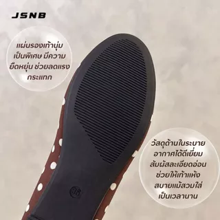 JSNB รองเท้าแมรี่เจนผู้หญิง ลายจุด สไตล์วินเทจน่ารัก รองเท้าบัลเล่ต์พื้นนุ่ม - LN898