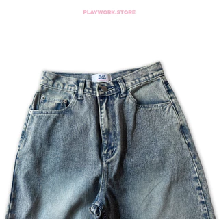 140cm jeans ยีนส์ขายาว กระบอกกลาง สีฟอก ส่วนสูง140-150cm ยาว35“ [playwork.store] (022-ยีนส์วินเทจ)