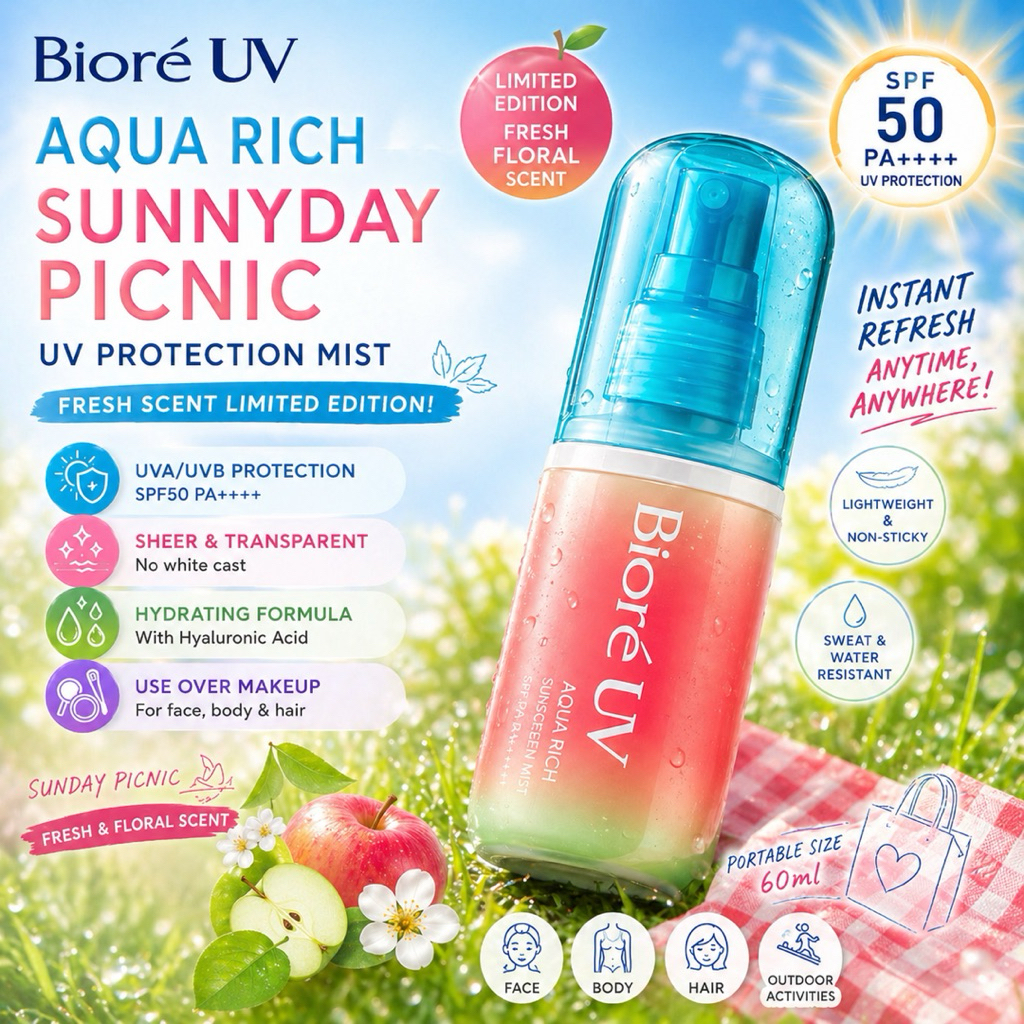 Biore Biore UV Aqua Rich Aqua Protect Mist Sunny Day Picnic SPF50 PA++++ 60 MI.