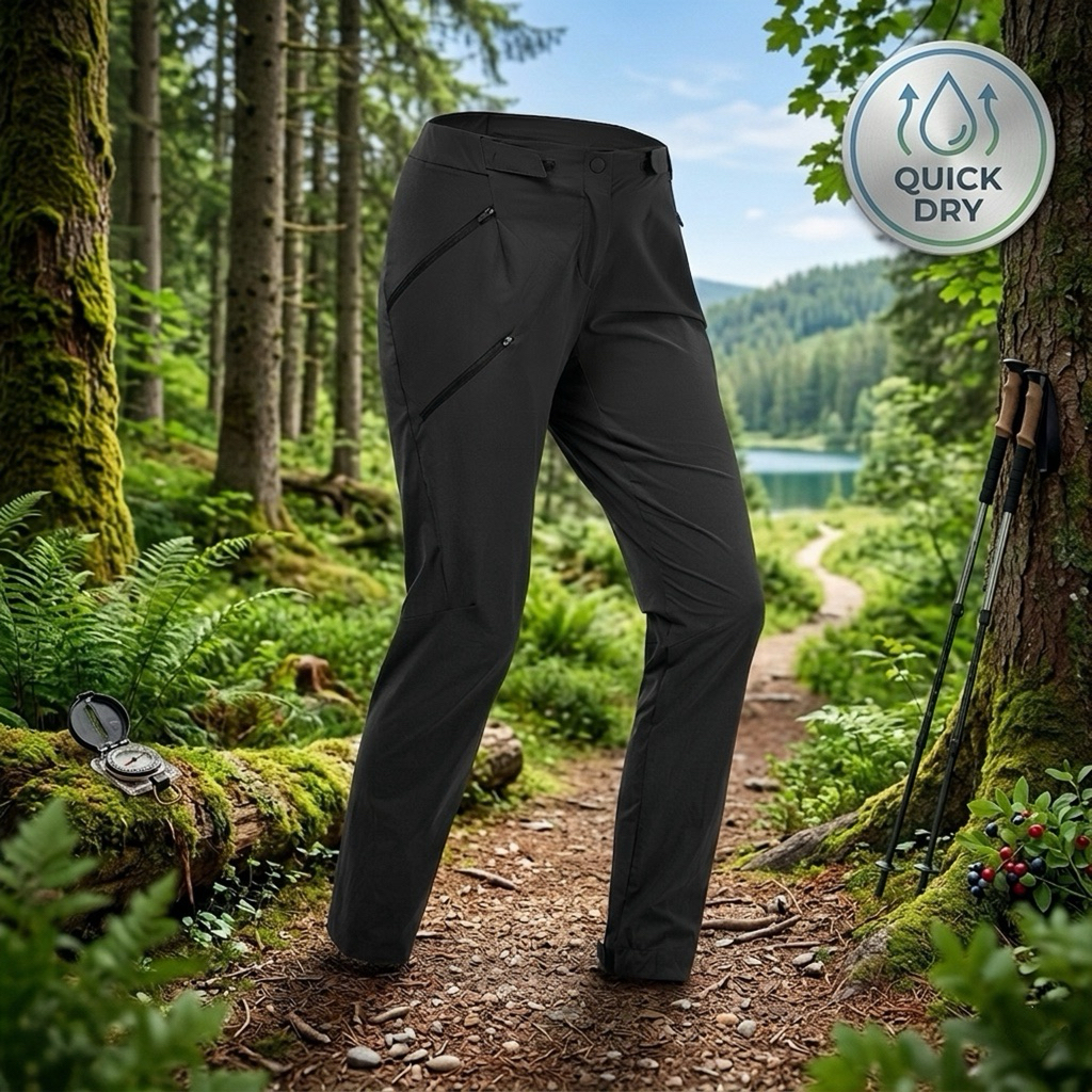 กางเกงเดินป่าขายาวสำหรับผู้หญิง รุ่น MH500 (สีดำ) QUECHUA