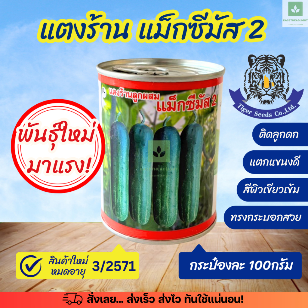 ใหม่! เมล็ดพันธุ์แตงร้าน แม็กซีมัส 2 กระป๋องละ 100กรัม (ตราเสือ Tiger seeds)