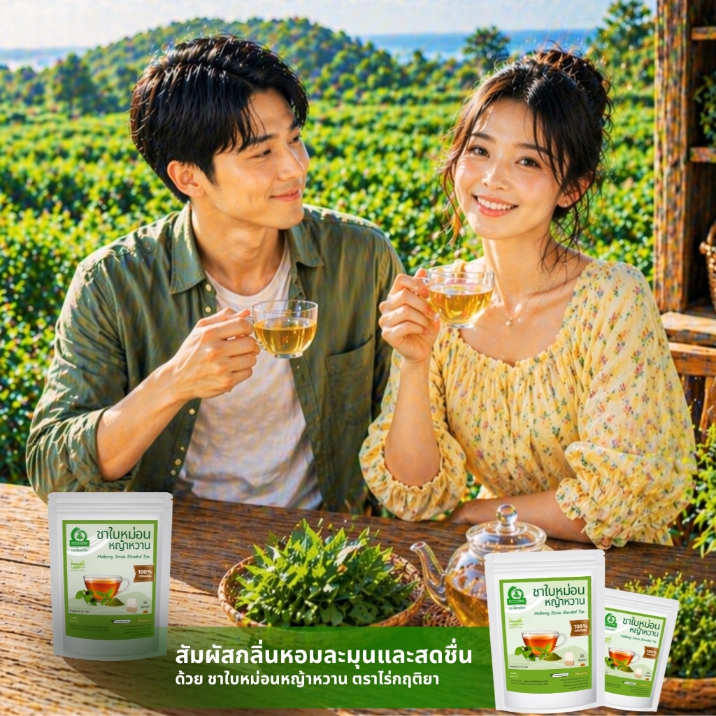 ชาใบหม่อนหญ้าหวาน ตราไร่กฤติยา (Mulberry Stevia Blended Leaf Tea) ราคา ถูกที่สุด ดีลบีเคเค แกลเลอรีภาพที่ 3