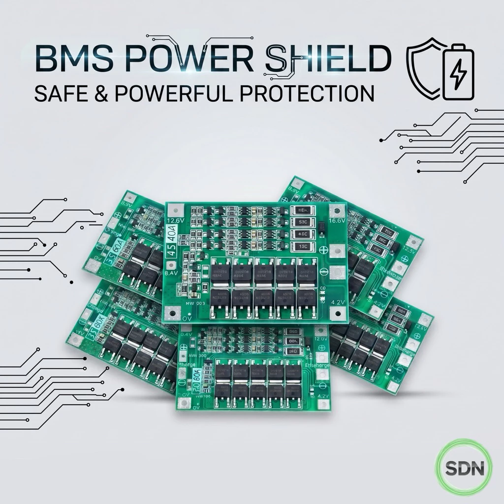 บอร์ดBMS ป้องกันแบตเตอรี่ 3S 12.6V / 4S 16.8V พร้อมระบบ Balance อัจฉริยะ กระแสสูง 20A-60A