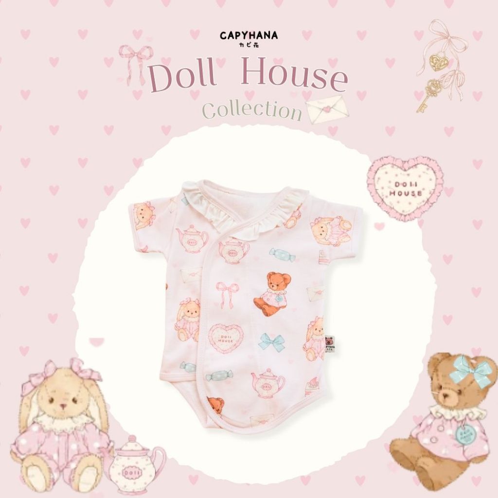 CAPYHANA เสื้อผ้าเด็กทารก New Collection Doll House ชุดผ้าดูด ไร้ซิป กระดุม Doll House