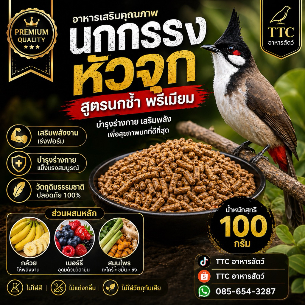 อาหาร นกกรงหัวจุก สูตรนกชำชายคา