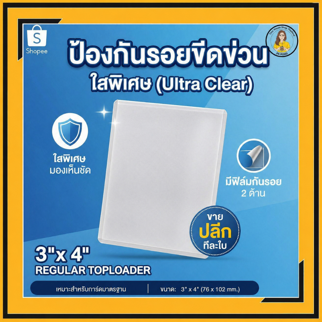 (ปลีก) Toploader ซองใสแข็ง 3x4 นิ้ว 35PT สำหรับการ์ดสะสม โปเกมอน One piece การ์ดไอดอล PVC ใสพิเศษ กันรอยขีดข่วน