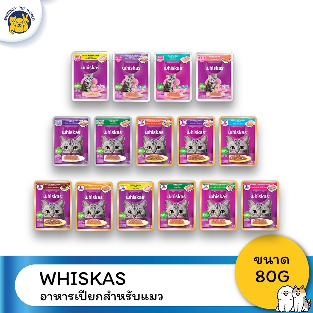 Whiskas อาหารเปียกสำหรับแมว ขนาด 85G (โหล14ซอง)