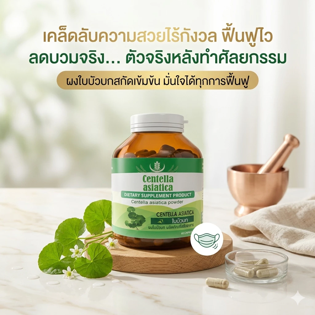 ของแท้ SERES Centella Asiatica ใบบัวบกสกัดเข้มข้น 500 มก. ลดบวมช้ำ ลดอักเสบ สมานแผล 60 แคปซูล