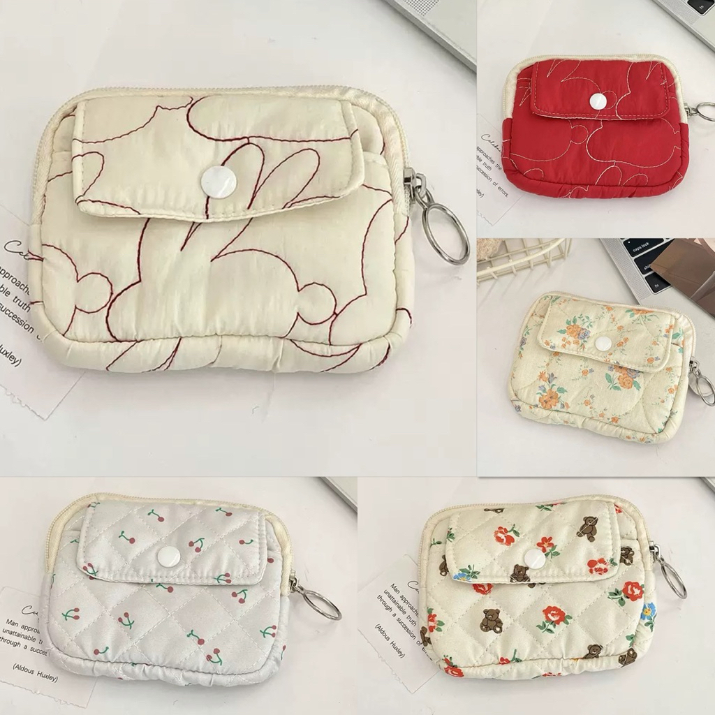 กระเป๋าผ้าน่ารัก กระเป๋าใส่เหรียญมินิ 12x9 cm ควิลท์นุ่ม กระเป๋าสตางค์ผ้า ลายการ์ตูน พกพาง่าย ใส่บัตรได้