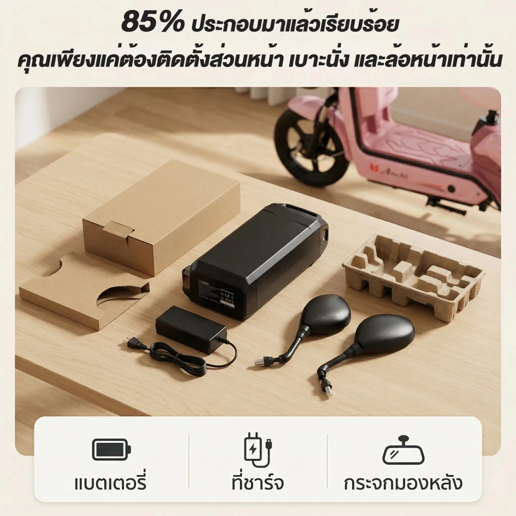 ANCHI จักรยานไฟฟ้า 48V12A มีกระจกมองหลัง ไฟเลี้ยว แบตเตอรี่พกพา thumbnail 7