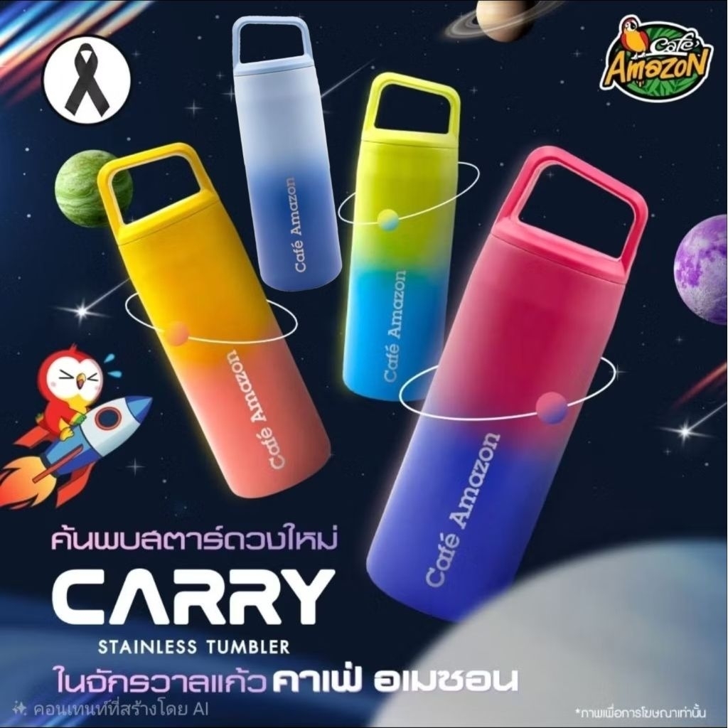 แก้วน้ำสแตนเลสจาก Café Amazon รุ่น Carry Stainless Tumbler ขนาด 16 ออนซ์