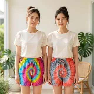 กางเกงขาสั้นมัดย้อม งานHandmadeมีกระเป๋ากางเกง