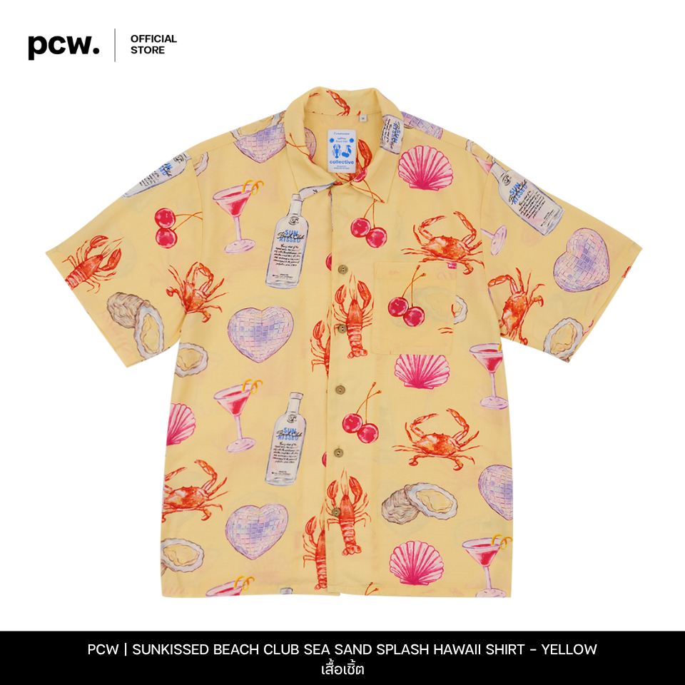 PCW | PASTEL CREATIVE WEAR |  SUNKISSED BEACH CLUB SEA SAND SPLASH HAWAII SHIRT - YELLOW  |  เสื้อเชิ้ต