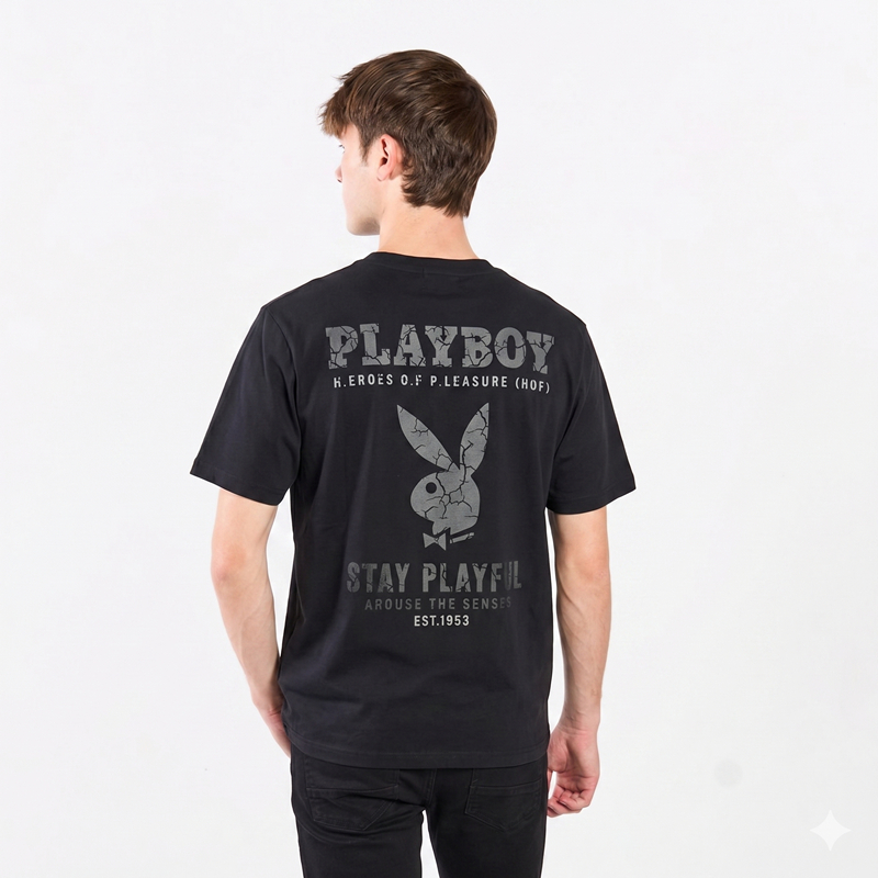 PLAYBOY 05PB เสื้อยืด   เสื้อผ้าผู้ชาย/เสื้อ/เสื้อยืดสีดำ รุ่น P1MT265TB045BK