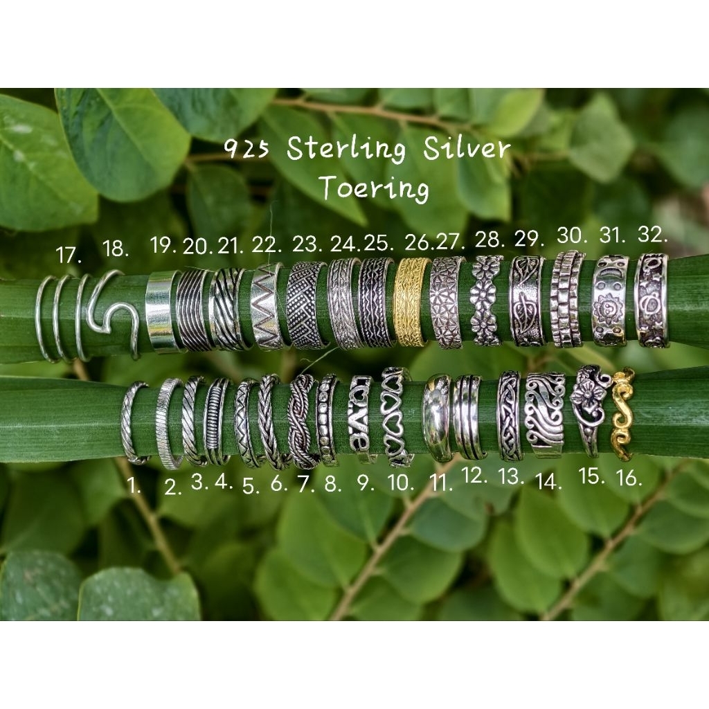 แหวนเท้าเงินแท้ 92.5% ปรับขนาดได้ แหวนน่ารัก Sterling silver Boho Toe ring