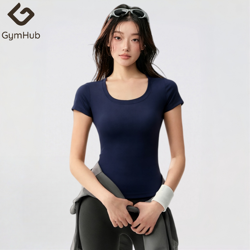 GymHub เสื้อโยค่า U-neck รัดรูป เรียวสวย ยืดหยุ่นสูง สำหรับออกกำลังกาย วิ่ง ใส่ในเป็นชั้นใน