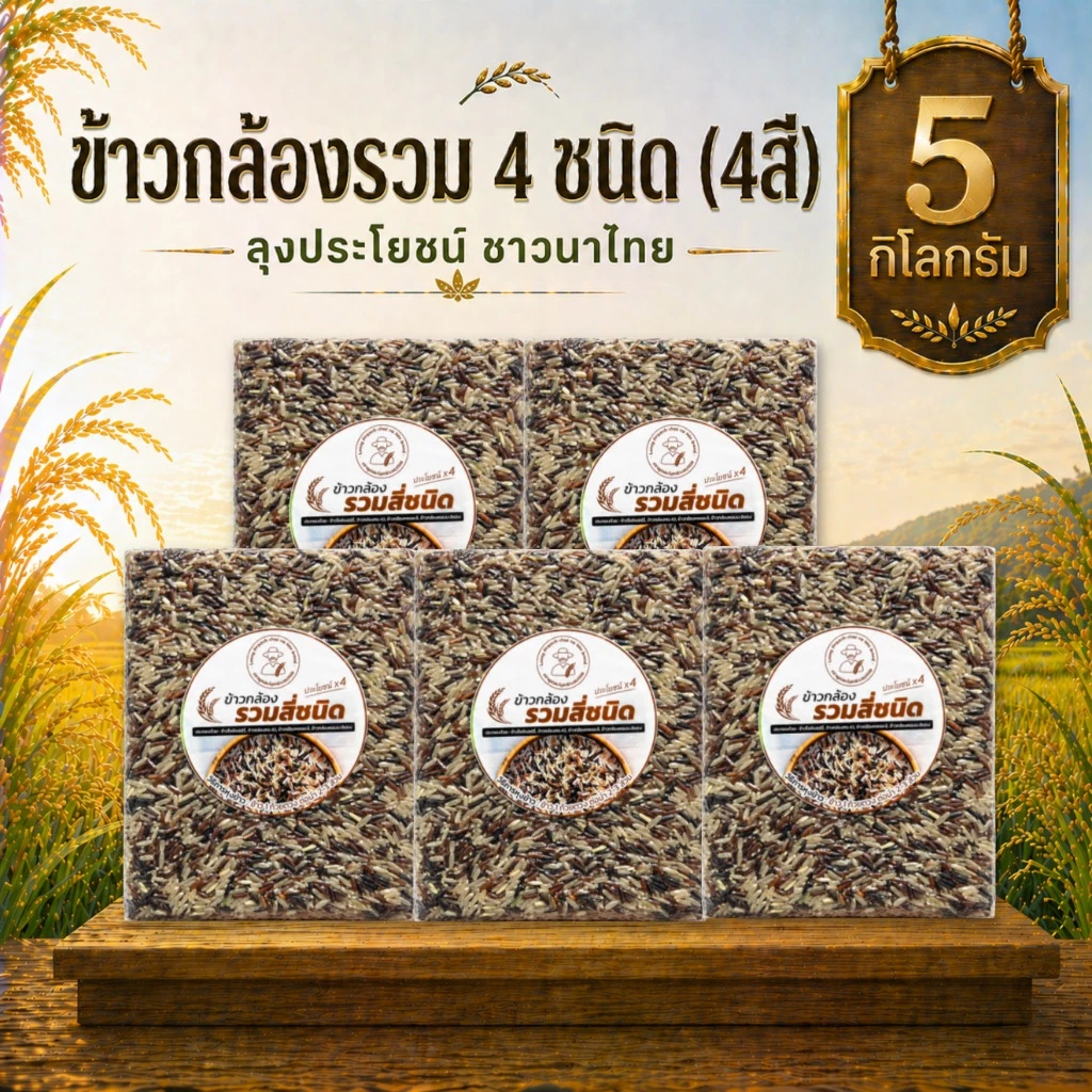 ข้าวกล้องรวม4ชนิด 1กล่อง 5กิโล