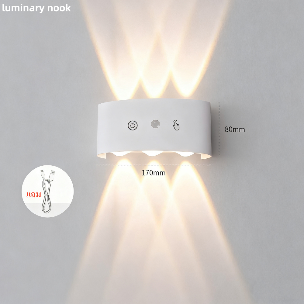 🔥ไฟเซ็นเซอร์LED🔥ไฟกลางคืนเซ็นเซอร์ตรวจจับความเคลื่อนไหว โคมไฟอัจฉริยะ แบบชาร์จไฟผ่าน USB
