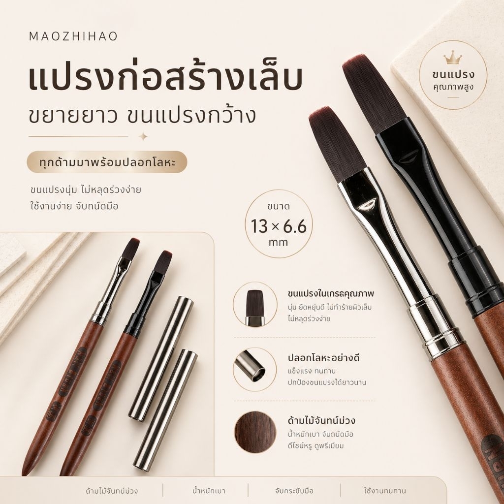 จัดส่งทันที ♡ พู่กัน Builder แปรงเจลต่อเล็บ แปรง Overlay แปรงเสริมหน้าเล็บ