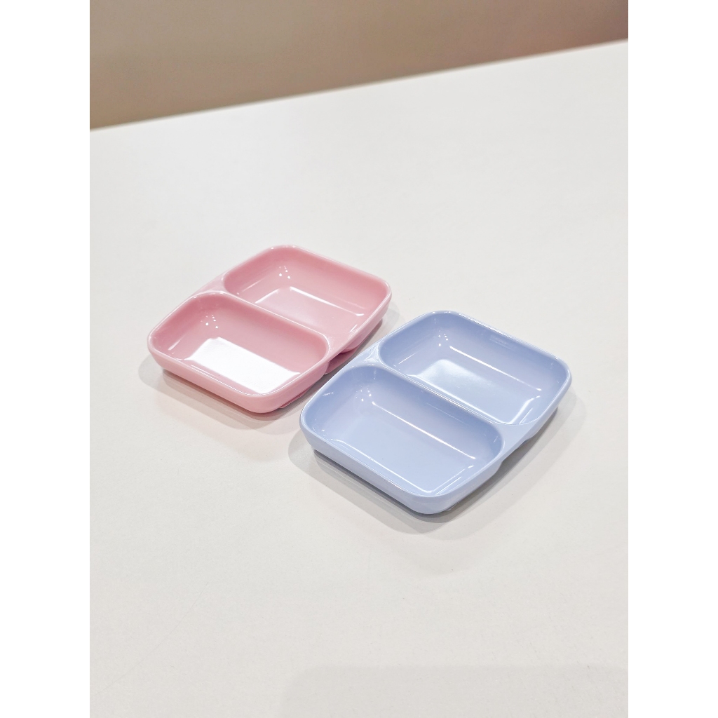 Superware ถ้วยน้ำจิ้มเหลี่ยม 2 ช่อง D188-3.5 เมลามีน ครีมขาว ฟ้า ชมพู #ทวีชัย