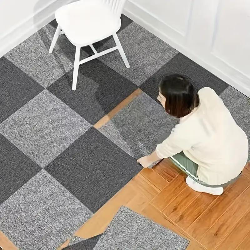 สติกเกอร์พรม PVC กันน้ำแบบมีกาวในตัว ขนาด 30x30/60x60 ซม. พรมทางเดิน พรมตกแต่งภายใน DIY เหมาะสำหรับห้องครัว ห้องรับประ