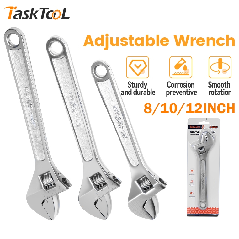 TASKTOOL ประแจเลื่อน ประแจอเนกประสงค์ กุญแจเลื่อน ขนาด 8 10 12 นิ้ว(200 - 300mm)