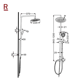 Rasland F611-91919 ชุดเรนชาวเวอร์น้ำอุ่น/น้ำเย็น ฝักบัวมือ 5 ระบบ สายฝักบัวสแตนเลส 3 เส้น วัสดุสแตนเลส 304 สีสแตนเลสด้าน
