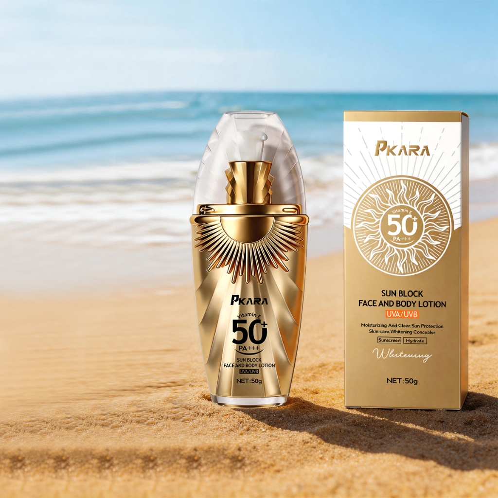 HOSSr-ขวดสีทอง กันแดดหน้าเงาหลอดชมพู spf50 ไม่เหนียวเหนอะหนะ ใช้ได้ทั้งผิวหน้าและผิวกาย P