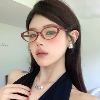 COD🌷แว่นกรองแสงสีฟ้าตาแมววินเทจสไตล์เกาหลีระดับไฮเอนด์แว่นตาแฟชั่นสำหรับผู้ชายและผู้หญิง-detlyet