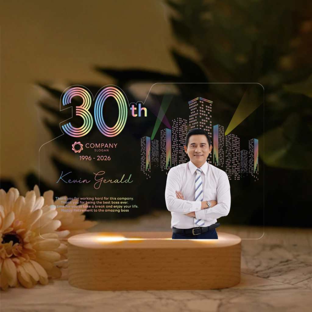 Happylife Trophy Award COLLECTION  Mood Light  |โคมไฟอะคริลิคใส่รูป/โลโก้ได้ ของขวัญรางวัล เกียรติยศ