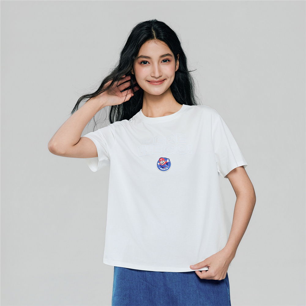 GIORDANO เสื้อยืดผู้หญิง Women's Sorona Boyfriend Printed Tee (Mario) 05396300