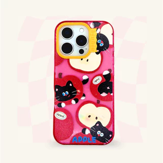 Oxygendog case เคสไอโฟน กลิตเตอร์ ลายการ์ตูน แมวดำ แมวขาว For iPhone 16ProMax 16 15ProMax 15 14 13