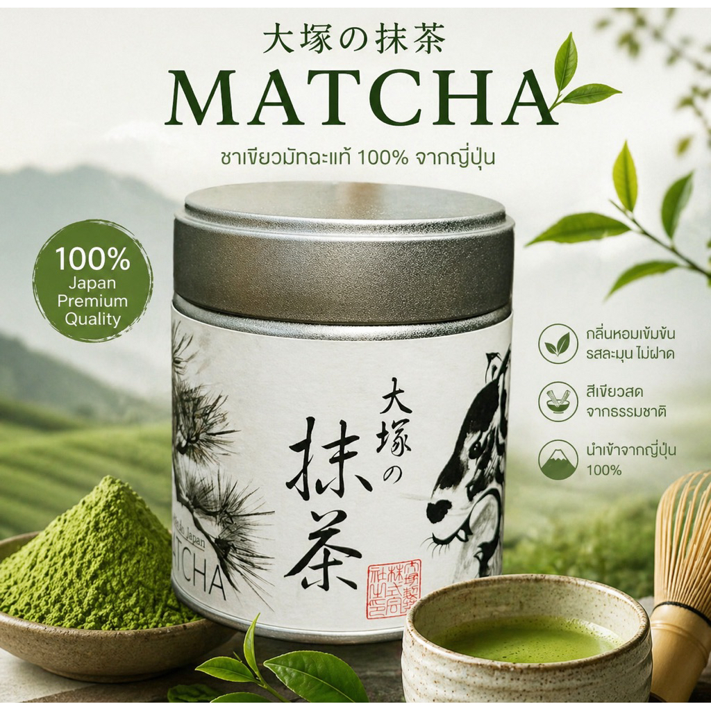 🌸🇯🇵🍵 Ceremony Otsuka Matcha 40g made in Japan เพียว มัทฉะ ชื่อดัง เกรดพิธีการ ของแท้ 100% pure matcha มัทฉะเสือ