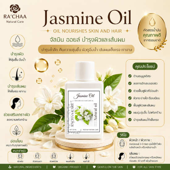 RA’CHAA Jasmine Oil น้ำมันมะลิ Hair & Body Oil บำรุงผม บำรุงผิว เนื้อบางเบา ซึมง่าย กลิ่นหอมอ่อน 85ml