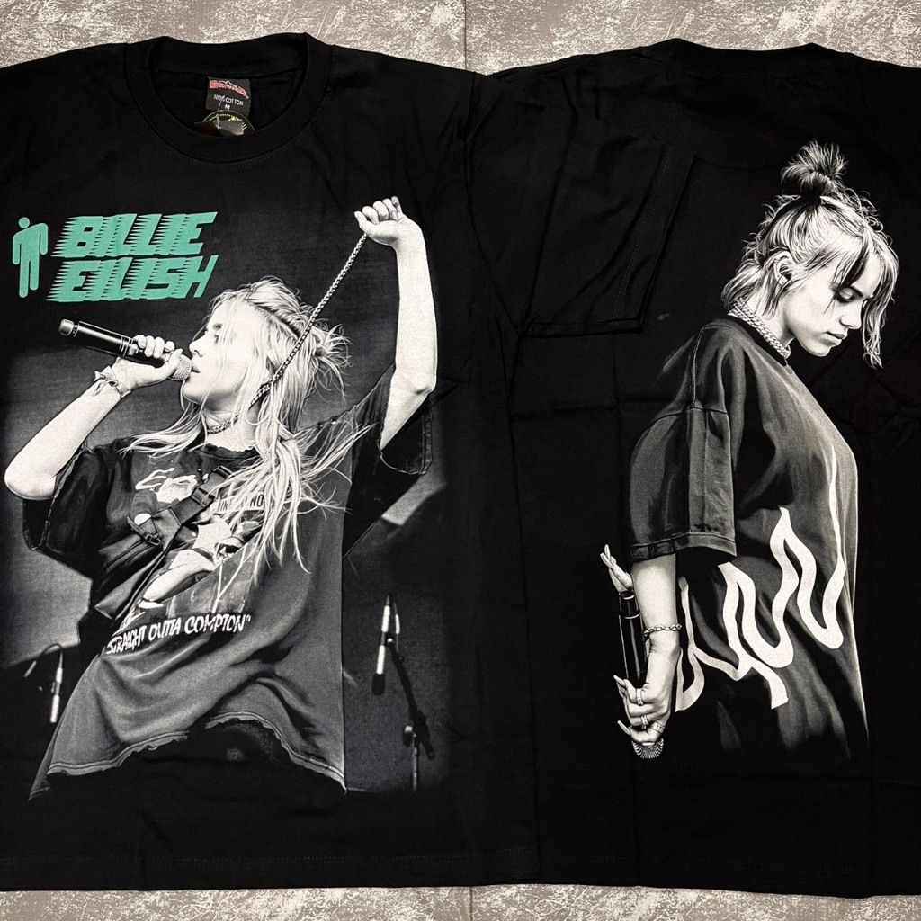 เสื้อยืด Billie Eilish ดึงสร้อย (ป้ายRocktee เรืองแสง) ผ้าCotton100