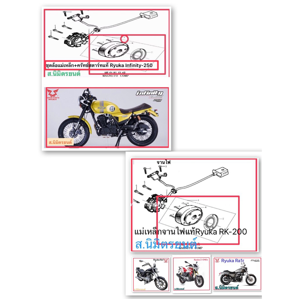 ชุดล้อแม่เหล็กแท้Ryuka RK-250,200