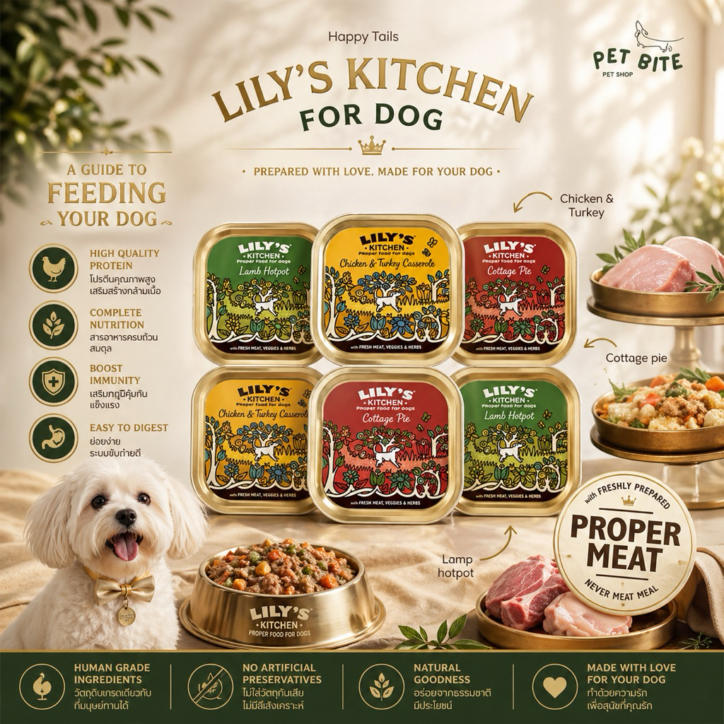 petbite🐶 พร้อมส่ง lily’s kitchen อาหารเปียกสำหรับสุนัข สูตร Classic Multipack Dog Wet Food 1แพค6ชิ้น ขนาด 900 g