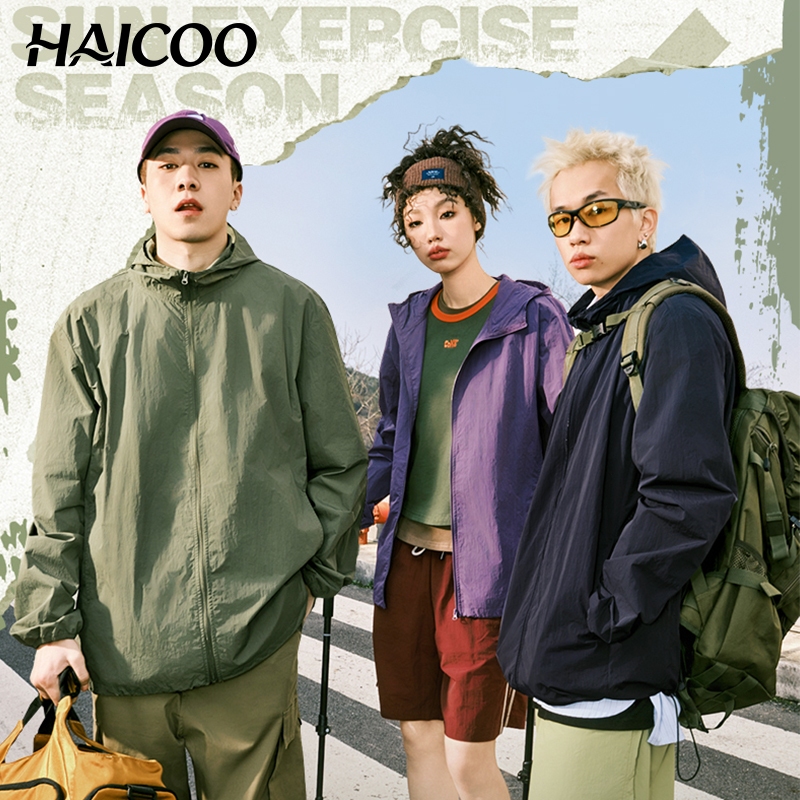 HAICOO เสื้อกันแดด ผ้าคูลลิ่ง ดูดซับเหงื่อ UPF50+ สไตล์สปอร์ต ทรงหลวม มีฮู้ด ใส่ขี่จักรยาน