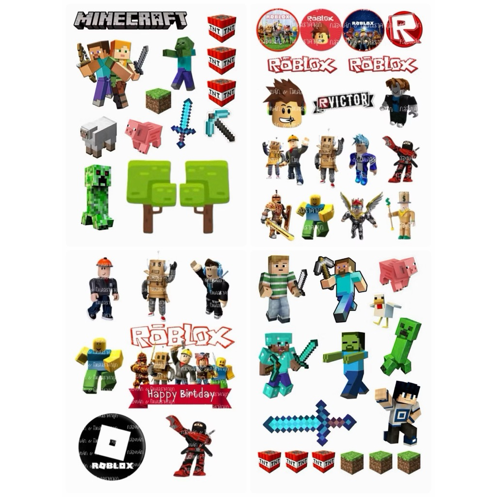 แผ่นเวเฟอร์ตกแต่งเค้ก พิมพ์ลายโรบล็อกซ์ #ROBLOX/Minecraft #ROBLOK #Minecraft
