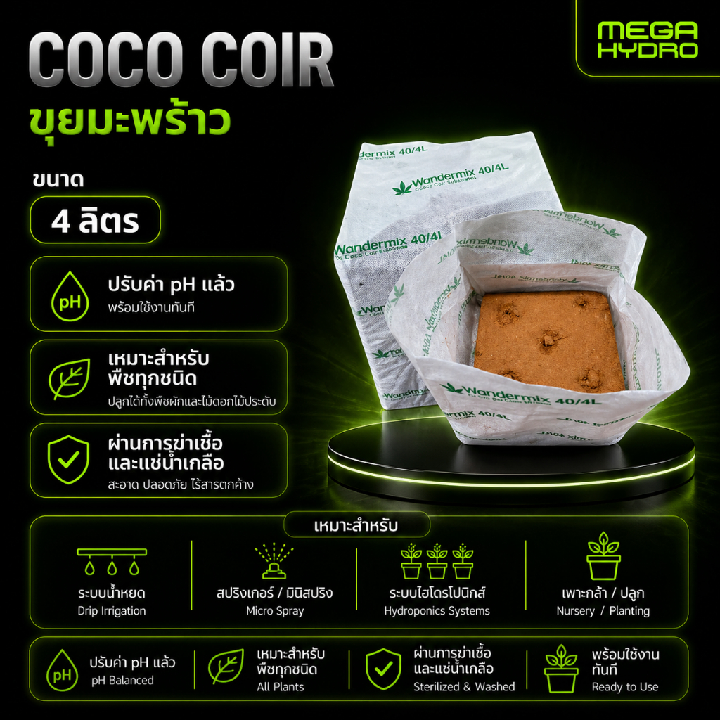 Coco Coir pelemix ขุยมะพร้าว ขนาด 1 แกลลอน(4ลิตร)(ถุงผ้า) ขุยมะพร้าวถุงพร้อมปลูก