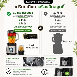 [ประกันศูนย์1ปี] SAMONO เครื่องปั่นอเนกประสงค์ 2in1 เครื่องปั่นน้ำผลไม้ เครื่องปั่น รุ่น SW-BLS500B