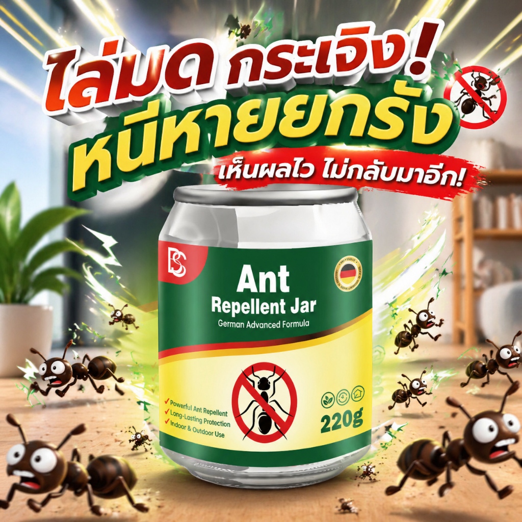 ต้องมีในบ้าน มดไปให้พ้น! จลกําจัดมด ไล่มด ที่ไล่มด กําจัดมด ยาฆ่ามด ยาไล่มด สูตรพืช ปลอดภัย 220g