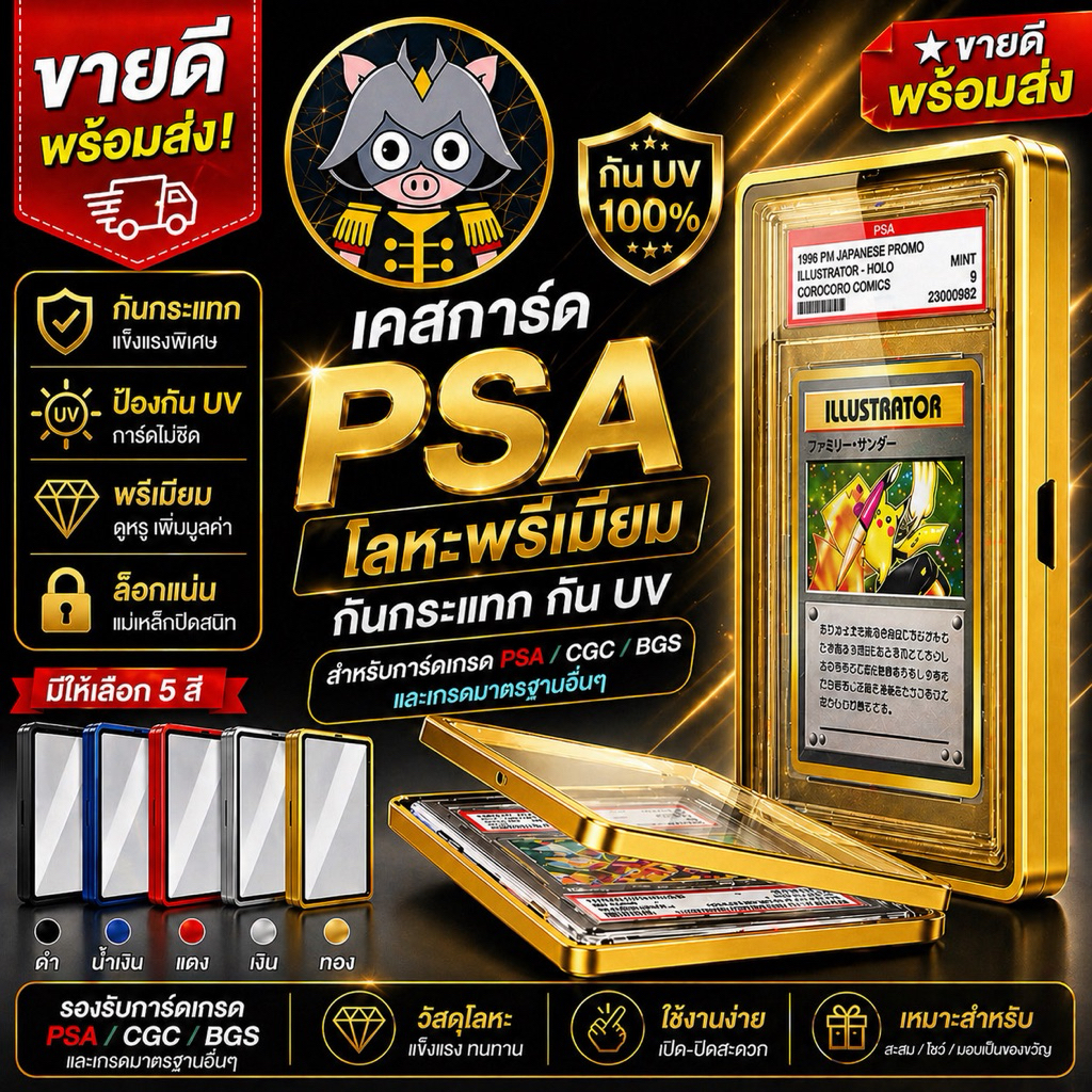 [มีหลายสี]กรอบใส่การ์ด PSA/CGC/BGS แบบโลหะ | Card Slab Case กันกระแทก กัน UV กล่องโชว์การ์ด