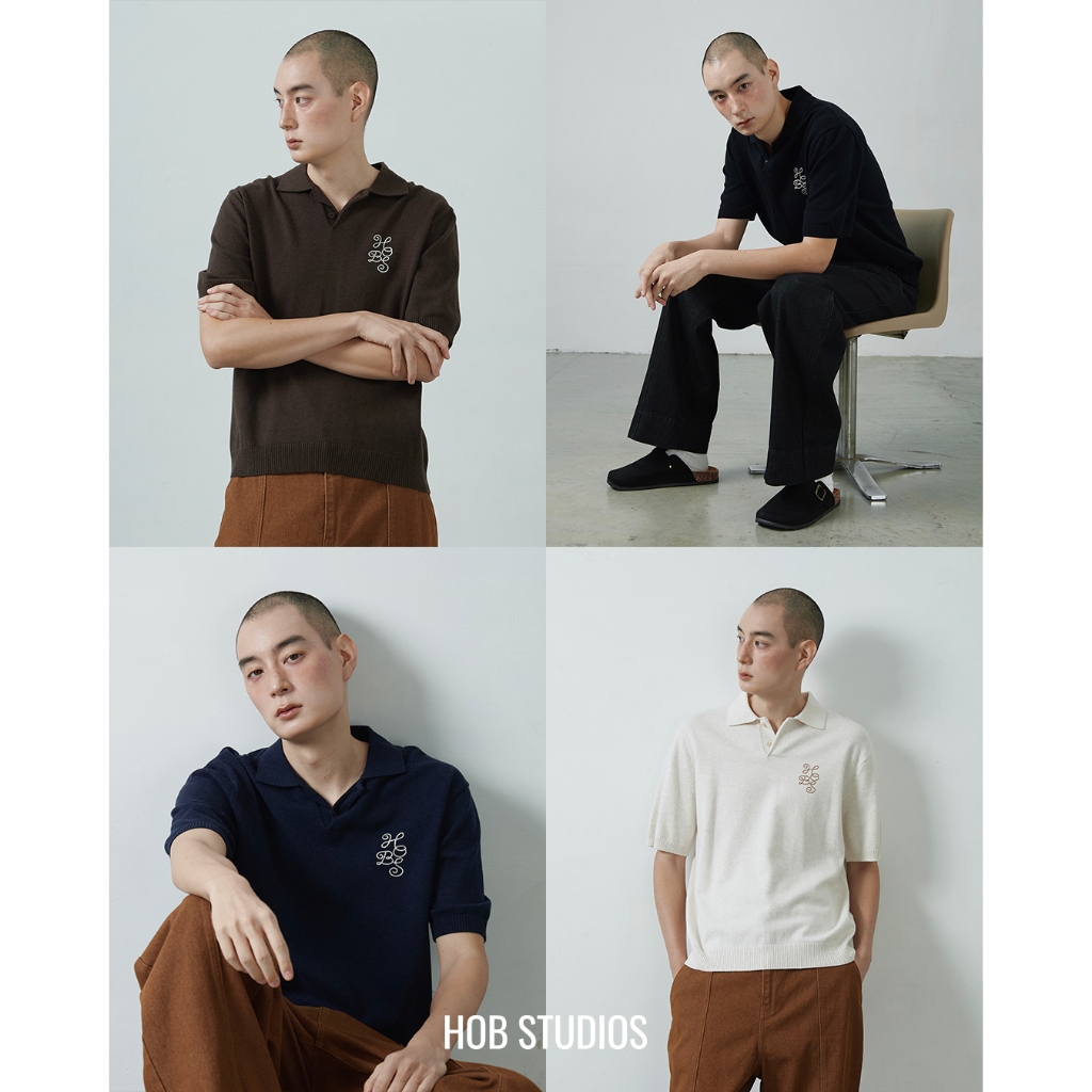 Knit Polo Shirt HOB STUDIOS🔥ทักแชทรับโค้ดลดเพิ่ม