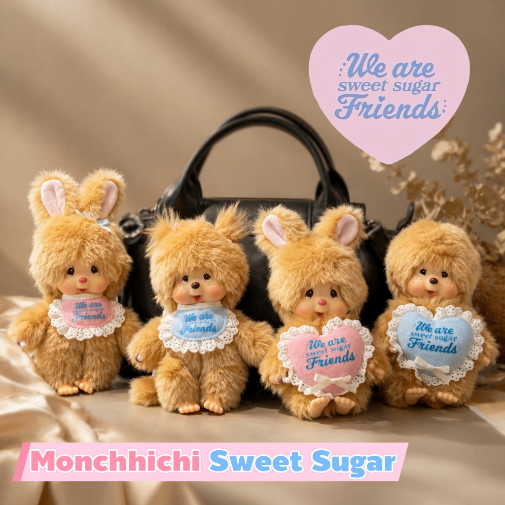 ของแท้ 100% Monchhichi Sweet Sugar - ตุ๊กตาและพวงกุญแจมอนชิชิสวีทชูการ์
