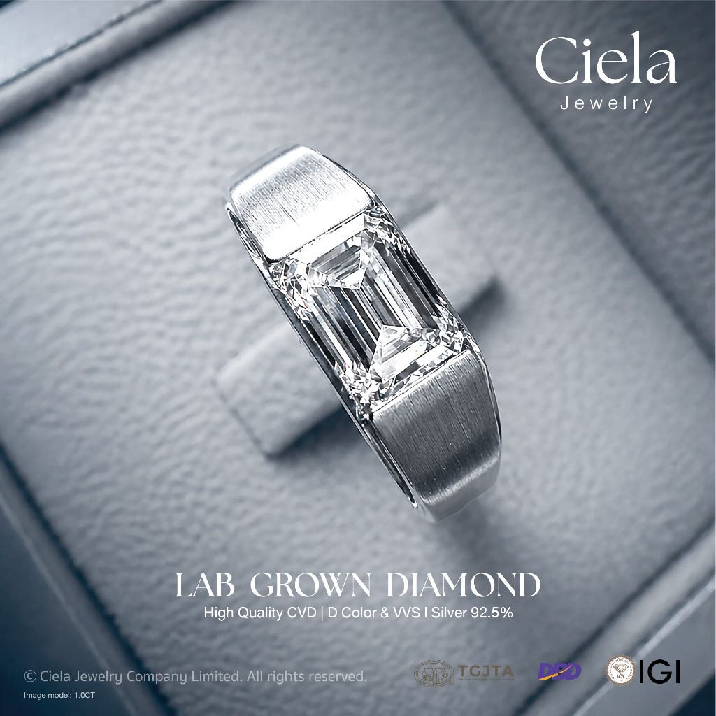 แหวนเพชร Emerald Cut 1.0 CT เพชร Lab Grown (CVD) Cert. IGI น้ำ100 VVS2 l Silver l 𝐂𝐢𝐞𝐥𝐚 𝐉𝐞𝐰𝐞𝐥𝐫𝐲
